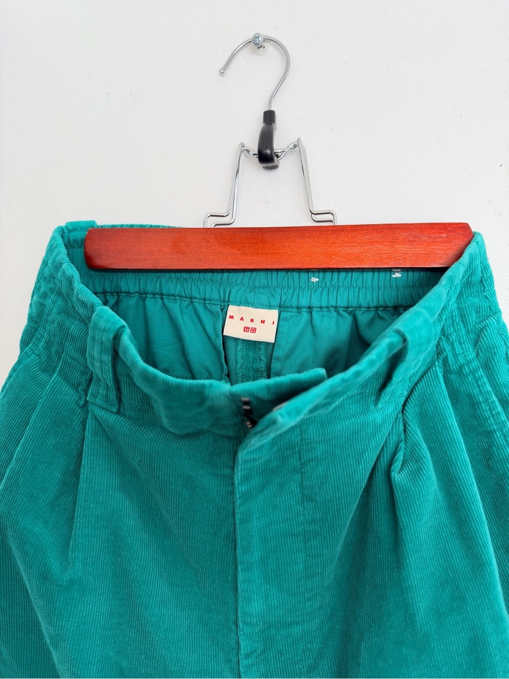 NWOT UNIQLO x MARNI Pleated Corduroy Wide Fit Pants Green XS